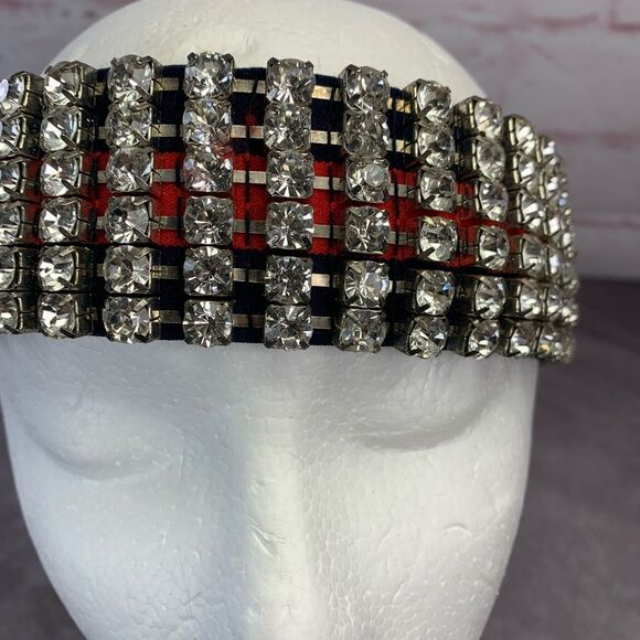 Authentic Gucci Embellished Crystal Red & Blue Sherry Web Headband - Picture 4 of 12